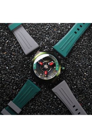 Cofanetto orologio automatico e cinturini in gomma Skylab - Verde e nero - Nubeo