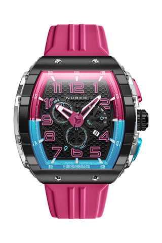 Orologio al quarzo in gomma Magellan - Cronografo - Rosa e nero - Nubeo