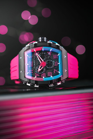 Orologio al quarzo in gomma Magellan - Cronografo - Rosa e nero - Nubeo