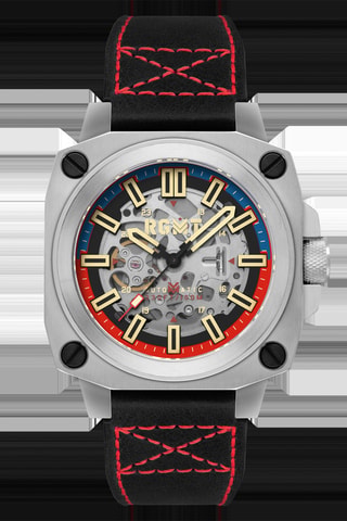 Orologio automatico in pelle Altimeter - Argentato e nero - RGMT