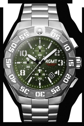 Orologio al quarzo in acciaio Field Master - Argentato e verde - RGMT