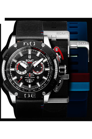 Cofanetto orologio al quarzo e cinturino in pelle Battledress X - Nero - RGMT