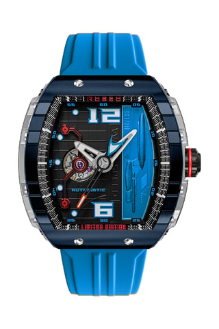 Orologio automatico in gomma Magellan - Celeste e nero - Nubeo