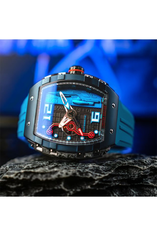 Orologio automatico in gomma Magellan - Celeste e nero - Nubeo
