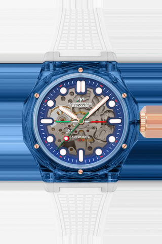 Orologio automatico in silicone Ravello - Bianco e blu elettrico - Dominatore Del Mare