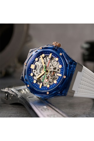 Orologio automatico in silicone Ravello - Bianco e blu elettrico - Dominatore Del Mare