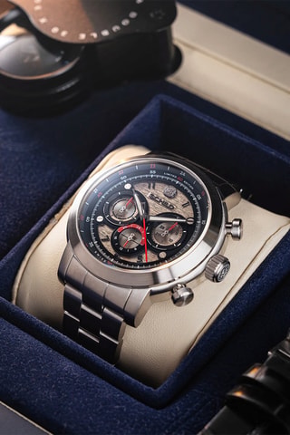 Orologio automatico in acciaio Heinrich Swiss multifonctions Limited Edition - Cronografo - Argentato e nero