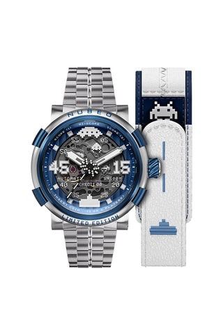 Cofanetto orologio automatico e cinturini in acciaio e ? Orion - Argentato e cobalto - Nubeo