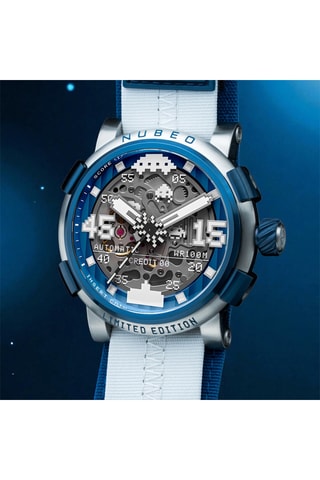 Cofanetto orologio automatico e cinturini in acciaio e ? Orion - Argentato e cobalto - Nubeo