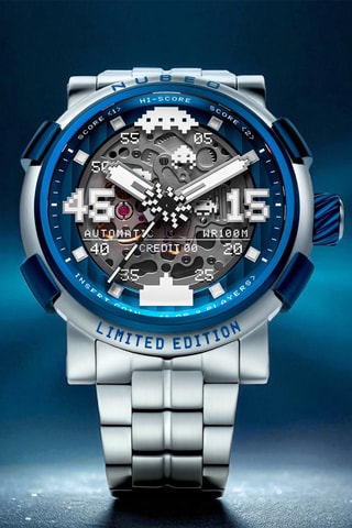 Cofanetto orologio automatico e cinturini in acciaio e ? Orion - Argentato e cobalto - Nubeo