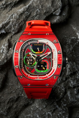 Orologio automatico in gomma Viper - Rosso e nero - Nubeo