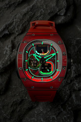 Orologio automatico in gomma Viper - Rosso e nero - Nubeo