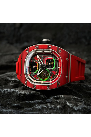 Orologio automatico in gomma Viper - Rosso e nero - Nubeo