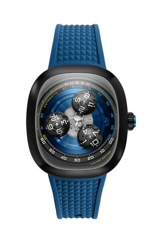 Orologio automatico in gomma Tri-Star Orbit - Cobalto e nero - Nubeo