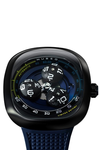 Orologio automatico in gomma Tri-Star Orbit - Cobalto e nero - Nubeo