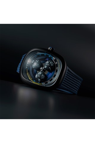 Orologio automatico in gomma Tri-Star Orbit - Cobalto e nero - Nubeo