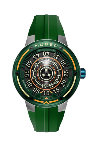 Orologio automatico in silicone Orbiter - Verde scuro e argentato - Nubeo