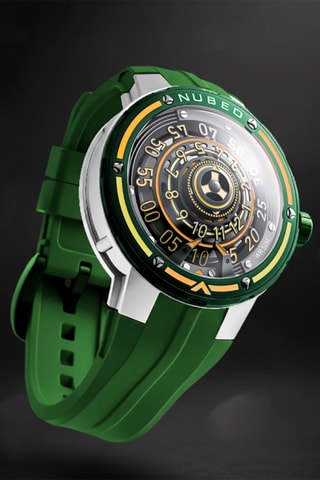 Orologio automatico in silicone Orbiter - Verde scuro e argentato - Nubeo