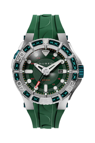 Orologio automatico in silicone Manta - Verde e argentato - Nubeo