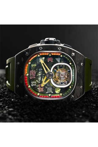 Orologio meccanico in gomma Viper - Verde oliva e nero - Nubeo