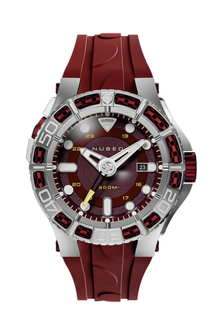 Orologio automatico in silicone Manta - Bordeaux e argentato - Nubeo
