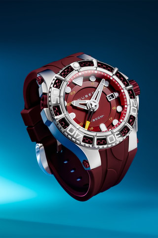 Orologio automatico in silicone Manta - Bordeaux e argentato - Nubeo