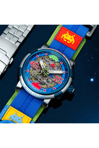 Cofanetto orologio automatico e cinturini in acciaio e ? Orion - Argentato e petrolio - Nubeo