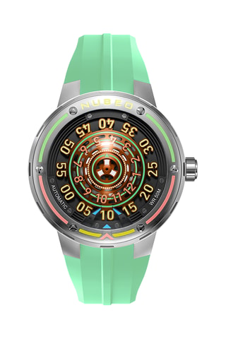 Orologio automatico in silicone Orbiter - Verde acqua e argentato - Nubeo