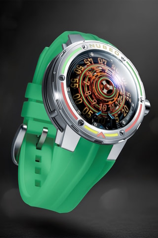 Orologio automatico in silicone Orbiter - Verde acqua e argentato - Nubeo