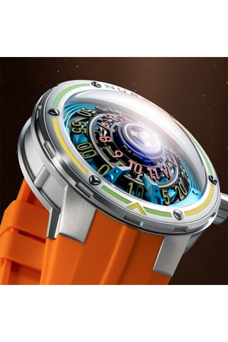 Orologio automatico in silicone Orbiter - Arancione e argentato - Nubeo