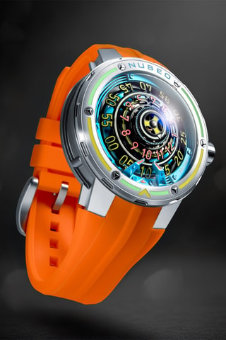 Orologio automatico in silicone Orbiter - Arancione e argentato - Nubeo