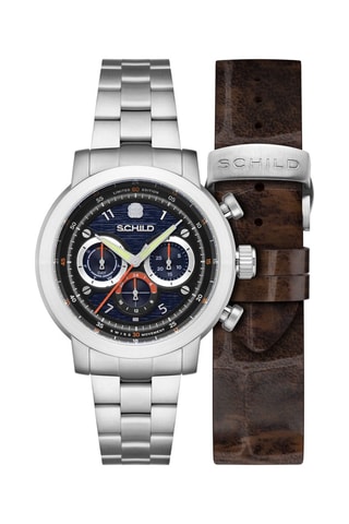 Orologio automatico in acciaio Heinrich Swiss multifonctions Limited Edition - Cronografo - Argentato e navy