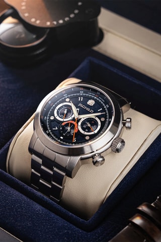 Orologio automatico in acciaio Heinrich Swiss multifonctions Limited Edition - Cronografo - Argentato e navy