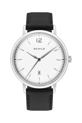 Orologio al quarzo in pelle Theodor - Nero e argentato - Shild