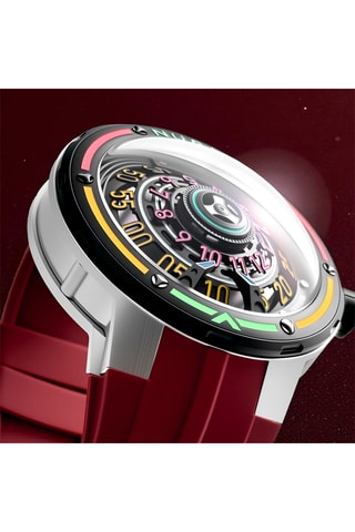 Orologio automatico in silicone Orbiter - Rosso e argentato - Nubeo