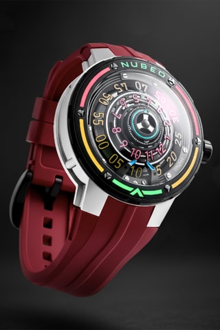 Orologio automatico in silicone Orbiter - Rosso e argentato - Nubeo