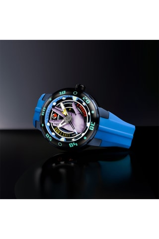 Orologio automatico in silicone Mariner - Celeste e nero - Nubeo
