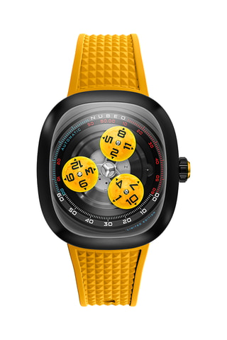 Orologio automatico in gomma Tri-Star Orbit - Giallo e nero - Nubeo