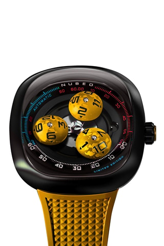 Orologio automatico in gomma Tri-Star Orbit - Giallo e nero - Nubeo