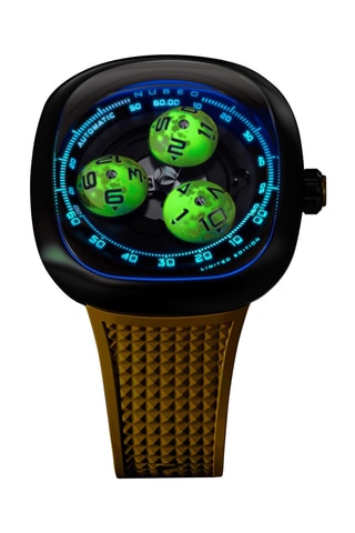 Orologio automatico in gomma Tri-Star Orbit - Giallo e nero - Nubeo