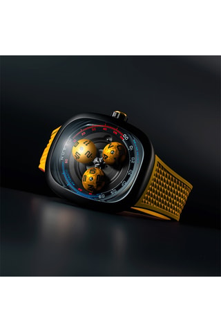 Orologio automatico in gomma Tri-Star Orbit - Giallo e nero - Nubeo