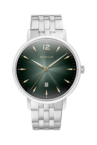 Orologio al quarzo in acciaio Theodor - Argentato e verde scuro - Schild