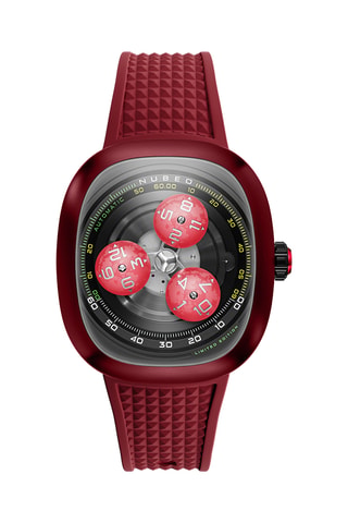 Orologio automatico in gomma Tri-Star Orbit - Rosso e grigio scuro - Nubeo