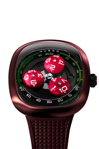 Orologio automatico in gomma Tri-Star Orbit - Rosso e grigio scuro - Nubeo