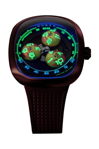Orologio automatico in gomma Tri-Star Orbit - Rosso e grigio scuro - Nubeo