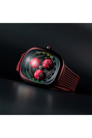 Orologio automatico in gomma Tri-Star Orbit - Rosso e grigio scuro - Nubeo