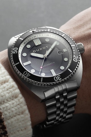 Orologio automatico in acciaio Tortuga - Argentato e nero - Duxot