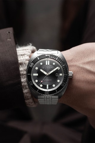 Orologio automatico in acciaio Tortuga - Argentato e nero - Duxot