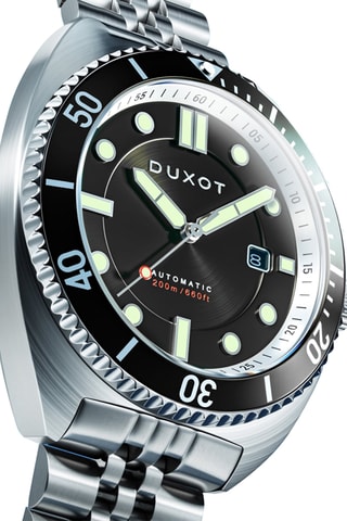 Orologio automatico in acciaio Tortuga - Argentato e nero - Duxot