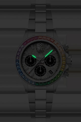 Orologio al quarzo in acciaio Accelero Meteorite - Cronografo - Argentato e verde - Duxot